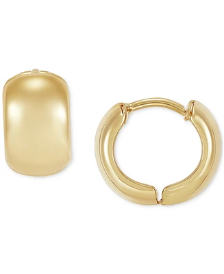 Polished Wide Width Small Huggie Hoop Earrings in 10k Gold, 1/2"