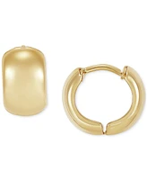 Polished Wide Width Small Huggie Hoop Earrings in 10k Gold, 1/2"