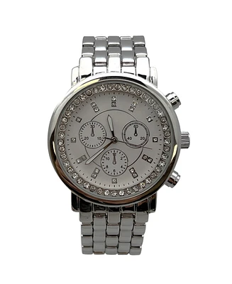 Olivia Pratt Silver Round Rhinestones Analog Display Women Watch