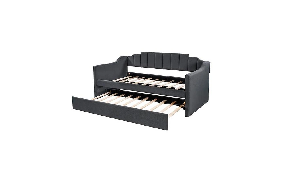 Slickblue Upholstered Twin Daybed with Trundle – Stylish and Space-Saving