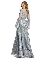 Mac Duggal Women's Embellished Illusion Bell Sleeve A Line Gown