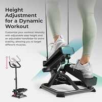 Sunny Health & Fitness Smart Stair Exercise Stepper Machine for Home with Handlebar & Resistance Bands, Free SunnyFit App Via Bluetooth