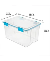 Sterilite 54 Quart Gasket Box, Stackable Storage Bin with Latching Lid, 4 Pack