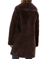 Jones New York Women's Faux Fur Shawl Collar Coat