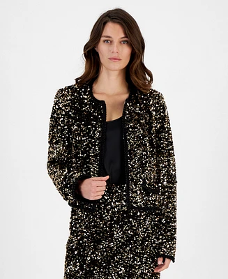 Tahari Asl Women's Sequin Hook-And-Eye Blazer