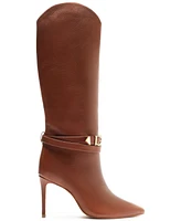 Schutz Women's Maryana Knee High Buckled Stiletto Leather Boots