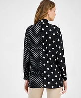 Anne Klein Women's Mixed-Dot-Print Button-Front Shirt