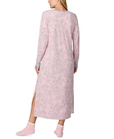 Ellen Tracy Women's Printed Long-Sleeve Nightgown + Fuzzy Socks