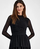 Anne Klein Women's Embellished Mock Neck Tiered Dress