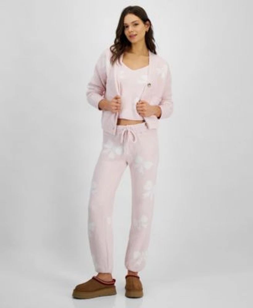 Hippie Rose Juniors Teddy Cardigan With Tank Top Set Joggers