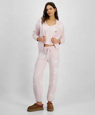 Hippie Rose Juniors Teddy Cardigan With Tank Top Set Joggers