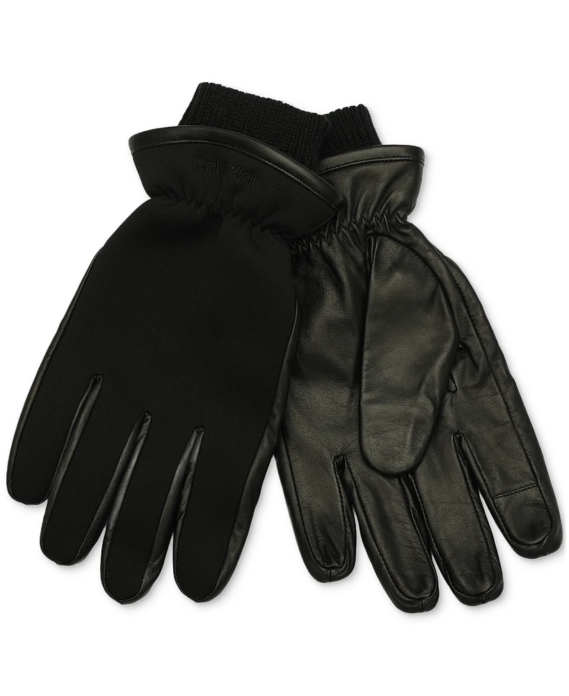 Calvin Klein Men's Puffer Leather Gloves