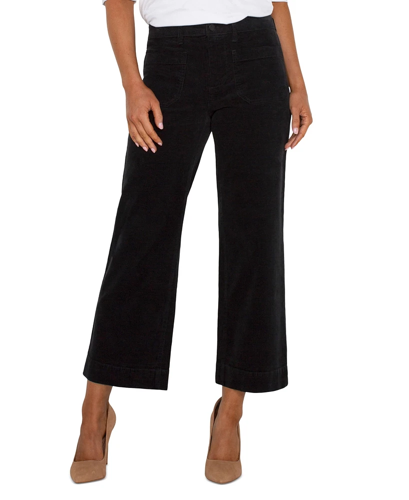 Liverpool Los Angeles Women's Mid-Rise Crop Wide-Leg Corduroy Pants