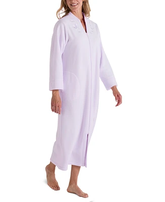 Miss Elaine Women's Zip-Front Long-Sleeve Fleece Robe