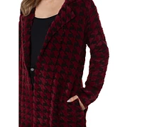 Liverpool Los Angeles Women's Fuzzy Houndstooth Sweater Coat