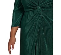 Jessica Howard Plus 3/4-Sleeve Twist-Front Dress