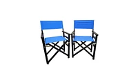 Slickblue 2-Piece Wooden Director's Folding Chair Set with Canvas Seat – Portable and Foldable Chairs