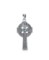 Bling Jewelry Ancient Irish Love Knot Blue Topaz Garnet Cz Trinity Cross Pendant Necklace Silver