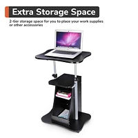 Yescom Mobile Podium Stand Laptop Cart Height Adjustable & 360° Wheels Storage