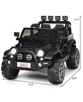 Costway 12V Kids Ride On Car 2 Seater Truck Rc Electric Vehicles w/ Storage Room