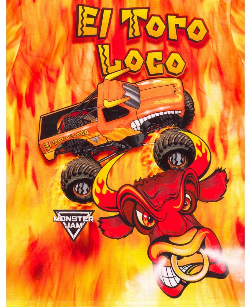Monster Jam Toddler Boys Pullover Pajama Shirt and Shorts Sleep Set to Grave Digger El Toro Loco Megalodon