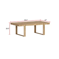 Homsee Retangular Wood Grain Wooden Dining Table with Wooden Frame
