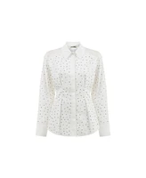 Nocturne Women's Rhinestone Embroidered Button-Up Shirt