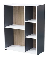 Kings Brand Furniture Moreno 5 - Cube Wood Open Shelf Organizer Storage Bookcase, Gray/White