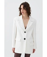 Nocturne Women's Padded Shoulder Blazer Jacket