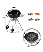 Slickblue Portable Charcoal Grill with Wheels and Storage Holder