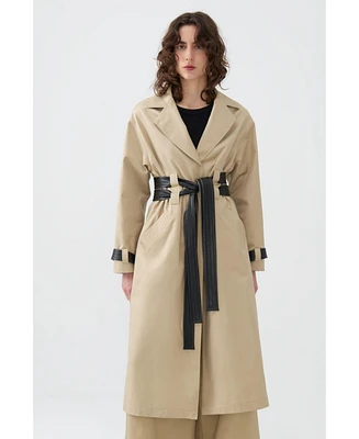 Nocturne Women's Double Sided Belted Trench Coat