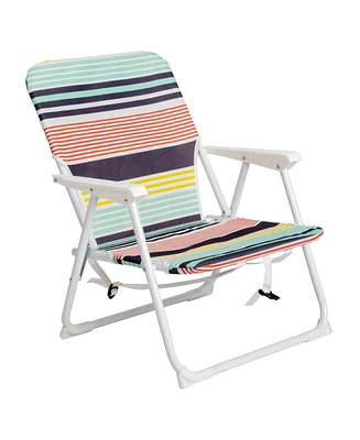 Slickblue Small Beach Chair – 100kg Capacity, White Iron Frame with Durable Oxford Cloth