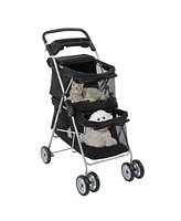 Slickblue Pet Stroller for 2 Dogs and Cats – Dual-Compartment, Comfortable and Convenient