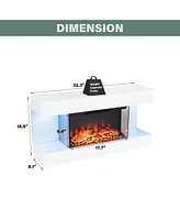 Mondawe Stylish Electric Fireplace with 32" Suspended Led Light Mantel with Remote Control