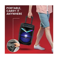 Pyle 15" Bluetooth Portable Pa Speaker With Rechargeable Battery, Party Lights & Microphone, 1200 Watt