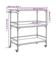 vidaXL Kitchen Trolley Smoked Oak 39.6"x19.7"x41.3" Engineered Wood