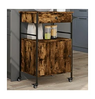 vidaXL Kitchen Trolley Smoked Oak 22"x16.9"x35.2" Engineered Wood