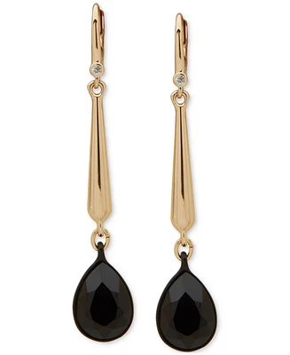 Dkny Two-Tone Tapered Bar & Tear-Shape Stone Linear Drop Earrings