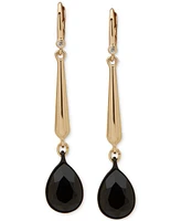 Dkny Two-Tone Tapered Bar & Tear-Shape Stone Linear Drop Earrings