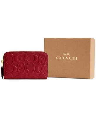 Coach Small Signature Patent Leather Zip Around Wallet