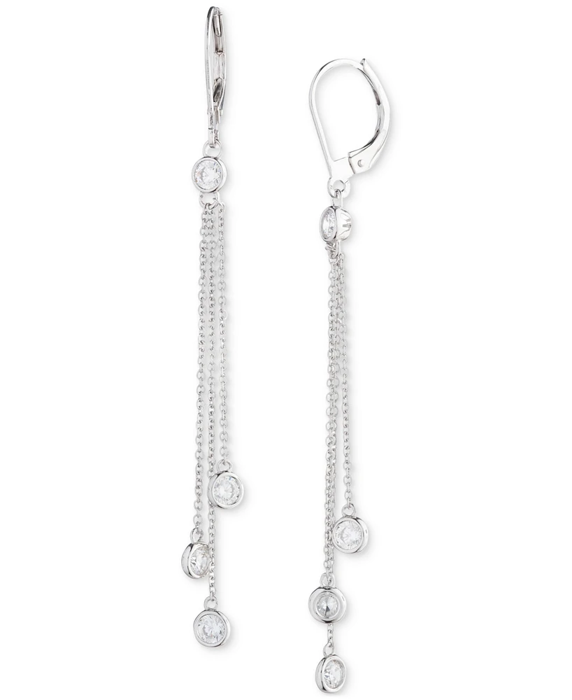 Lauren Ralph Lauren Sterling Silver Cubic Zirconia & Chain Fringe Linear Drop Earrings