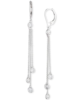 Lauren Ralph Lauren Sterling Silver Cubic Zirconia & Chain Fringe Linear Drop Earrings