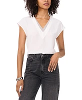 Vince Camuto Women's Embellished-v-Neck Extended-Shoulder Top