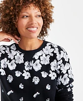 Style & Co Women's Printed Fleece Sweatshirt, Created for Macy's