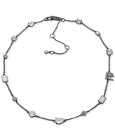 Karl Lagerfeld Paris Hematite-Tone Pave Logo, Fireball & Mixed-Cut Crystal Collar Necklace, 16" + 3" extender