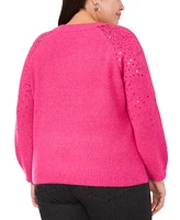 Vince Camuto Plus Size Sequin Raglan-Sleeve Crewneck Sweater