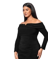 Xscape Plus Off-The-Shoulder Ruched Evening Gown