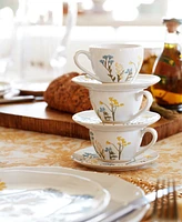 Lenox Wildflowers Teacup & Saucer Set, Service for 4