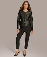 Donna Karan New York Women's Collarless Faux-Leather Jacket