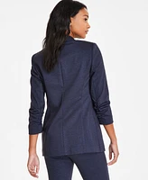 Bar Iii Women's Faux-Double-Breasted Compression-Denim Blazer, Exclusively at Macy's